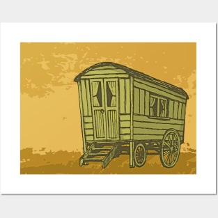 Gypsy Caravan Wagon Background Posters and Art